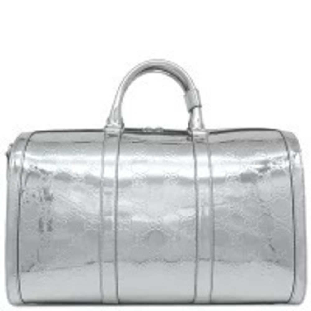 Gucci Boston Bag GG Embossed Duffle Mirror Metallic Handbag Double G